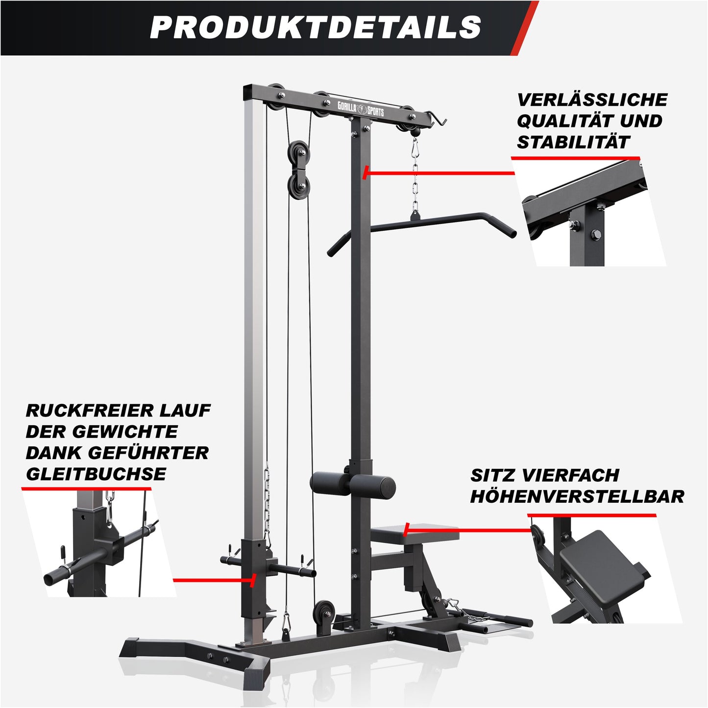 Latzugstation in Weiß/Schwarz