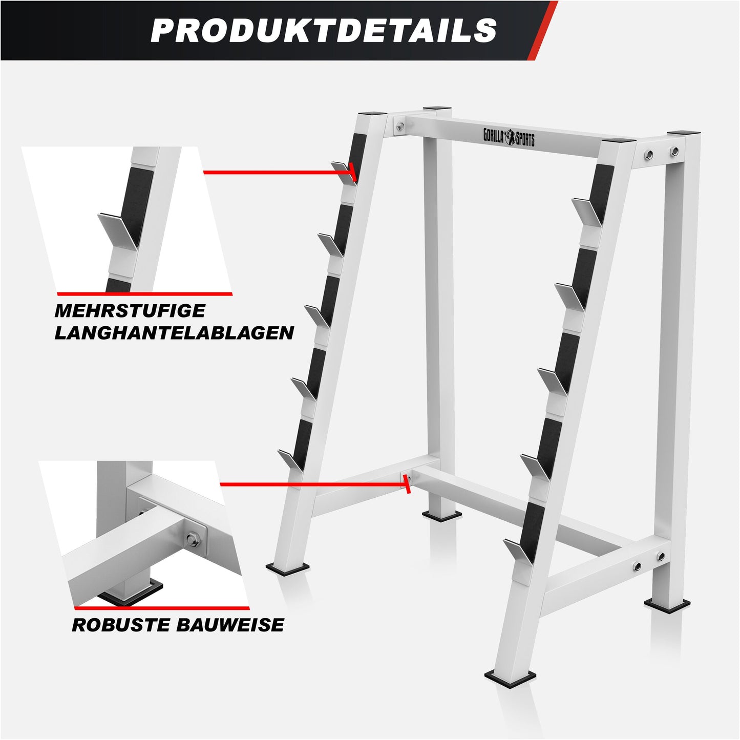 Langhantelablage für 5 Hantelstangen