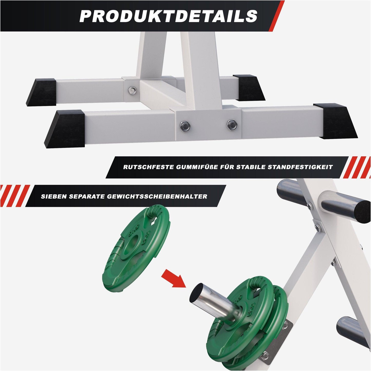 Hantelscheibenständer mit 4 Stangen 50/51 mm - Gorilla Sports DE