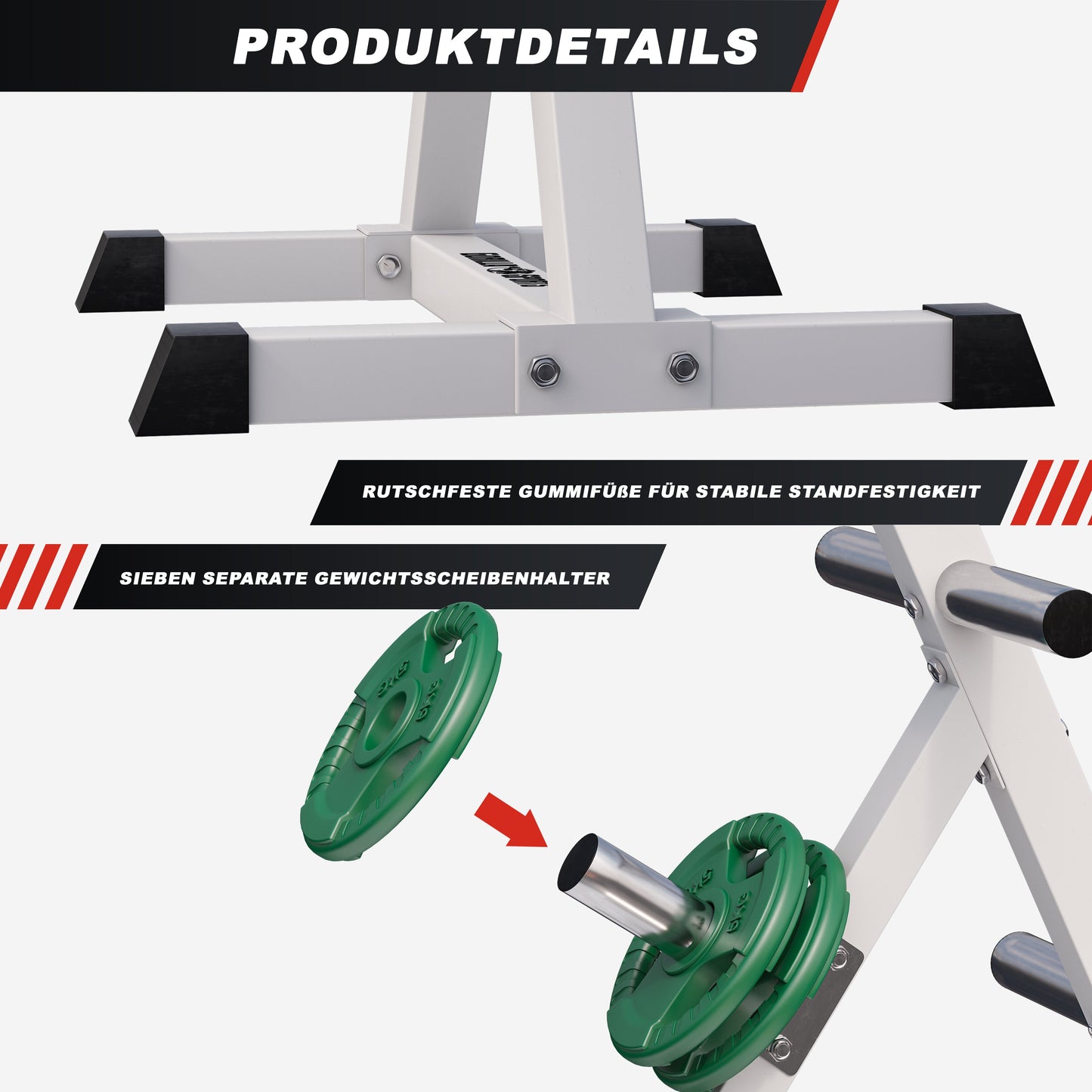 Hantelscheibenständer mit 4 Stangen 50/51 mm - Gorilla Sports DE