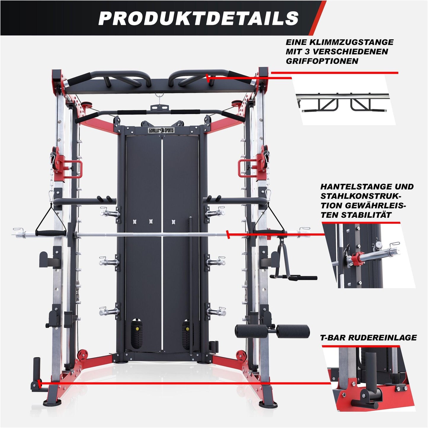 Multistation Smith Machine mit Gewichten - Gorilla Sports DE
