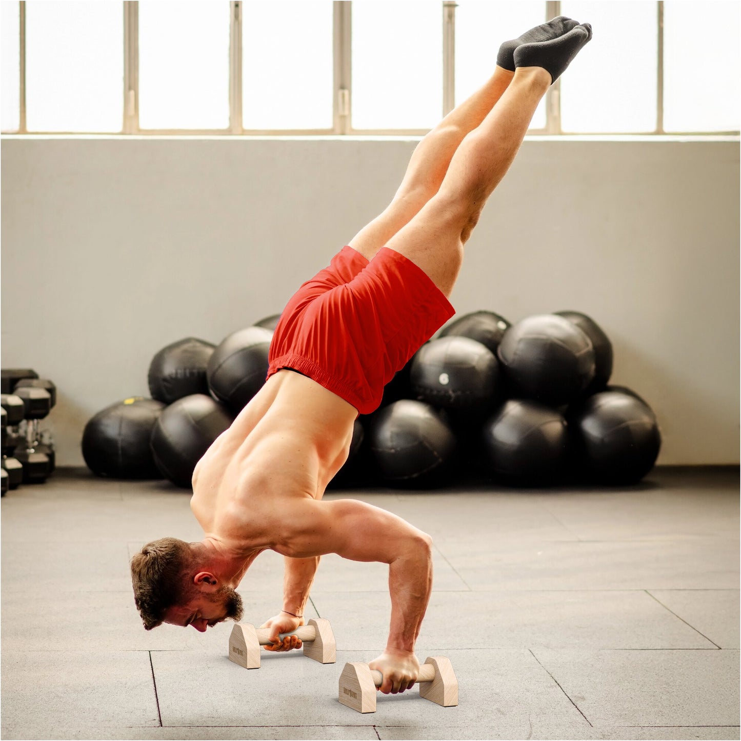 Liegestützgriffe aus Holz