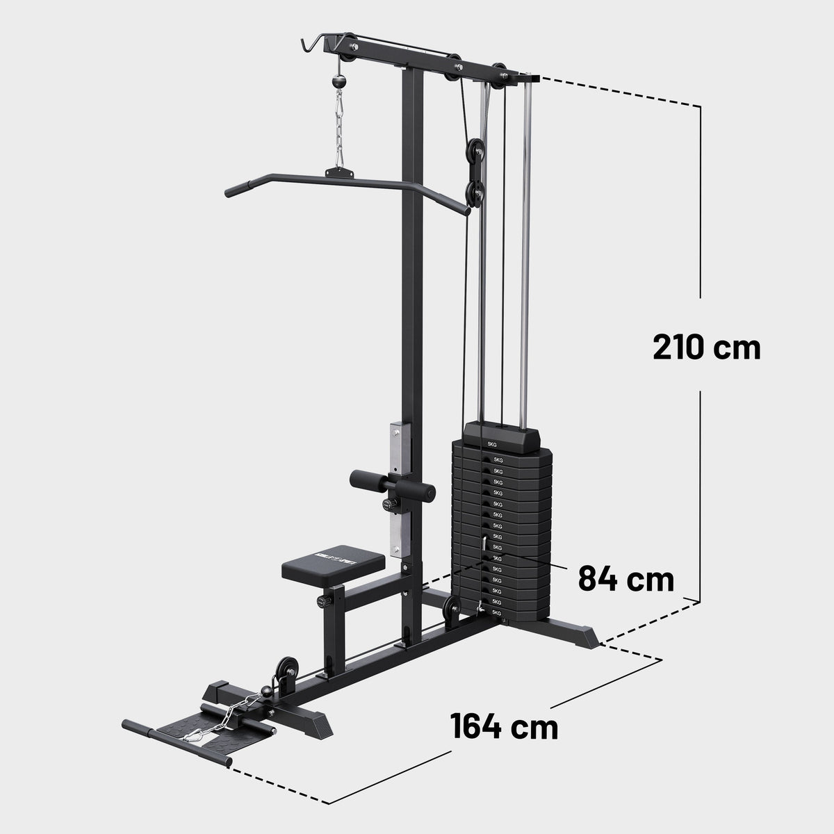 Multi-Latzugturm mit 80 kg Gewichtsblock – Schwarz