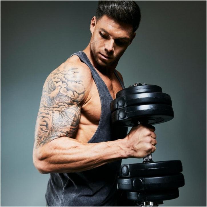 Hantelscheibe Kunststoff - 2,5-35 lb (1,1-15,9 kg) Ø 1'' (2,5 cm), Zement, Schwarz - Gorilla Sports DE