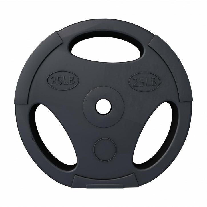 Hantelscheibe Kunststoff Gripper - Ø 1"/25 mm, Kunststoff, mit Zement gefüllt, Einzelgewichte 2,5 - 35 Pfund - Gorilla Sports DE