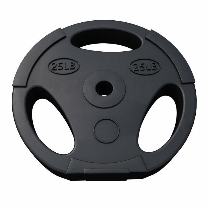 Hantelscheibe Kunststoff Gripper - Ø 1"/25 mm, Kunststoff, mit Zement gefüllt, Einzelgewichte 2,5 - 35 Pfund - Gorilla Sports DE