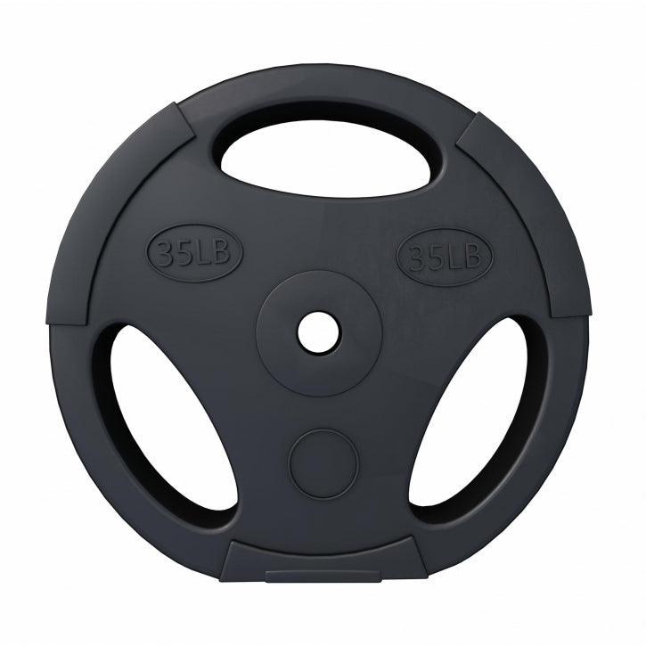 Hantelscheibe Kunststoff Gripper - Ø 1"/25 mm, Kunststoff, mit Zement gefüllt, Einzelgewichte 2,5 - 35 Pfund - Gorilla Sports DE