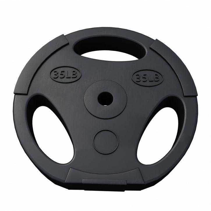 Hantelscheibe Kunststoff Gripper - Ø 1"/25 mm, Kunststoff, mit Zement gefüllt, Einzelgewichte 2,5 - 35 Pfund - Gorilla Sports DE
