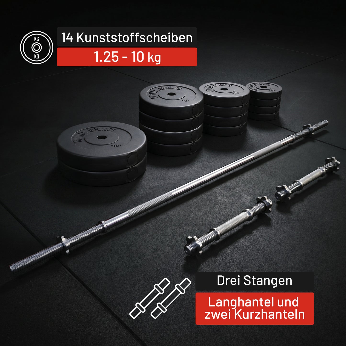 Langhantelset Kunststoff 70 kg