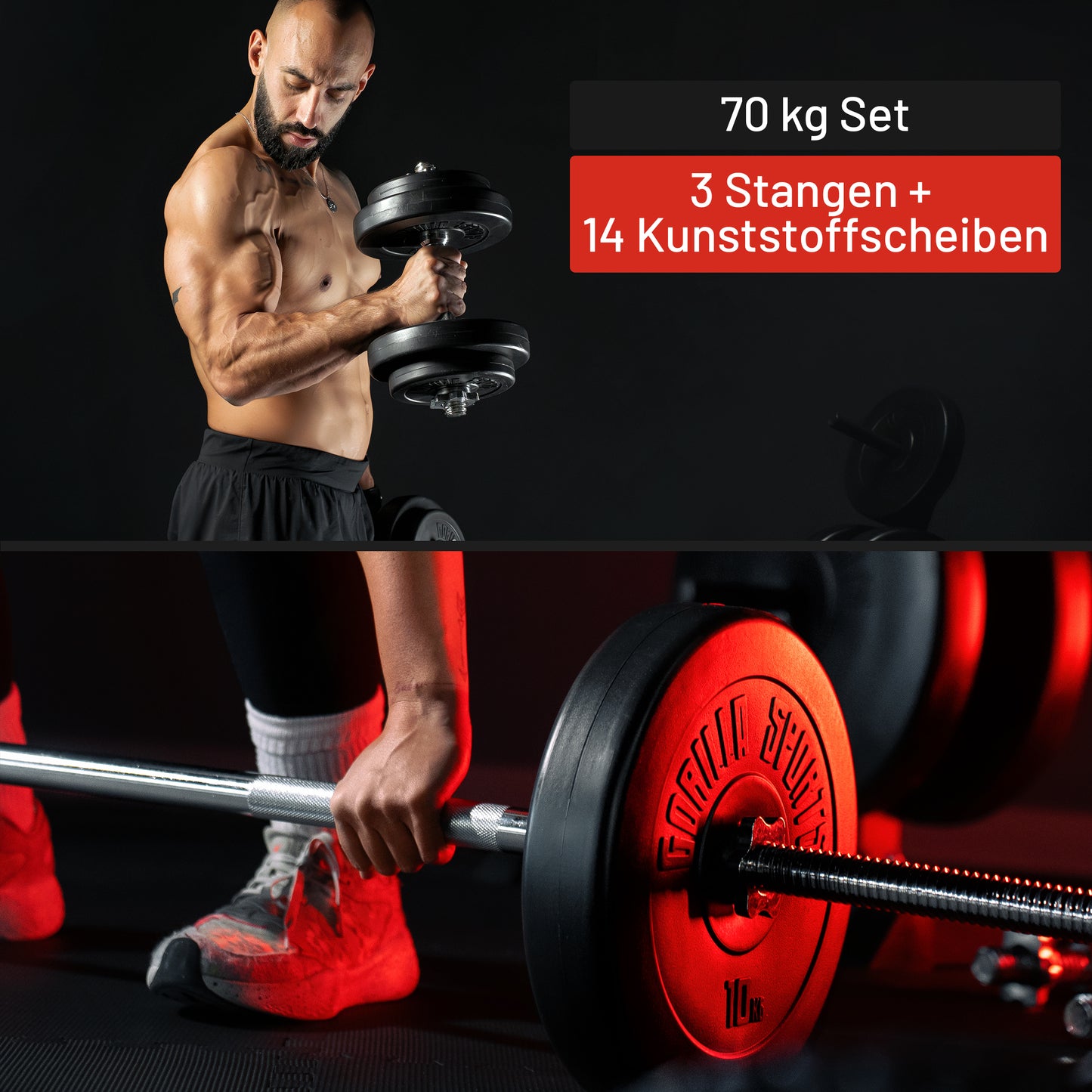 Langhantelset Kunststoff 70 kg