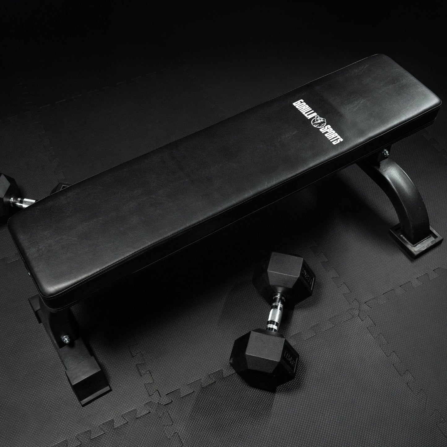 Flachbank Massiv Schwarz - Gorilla Sports DE