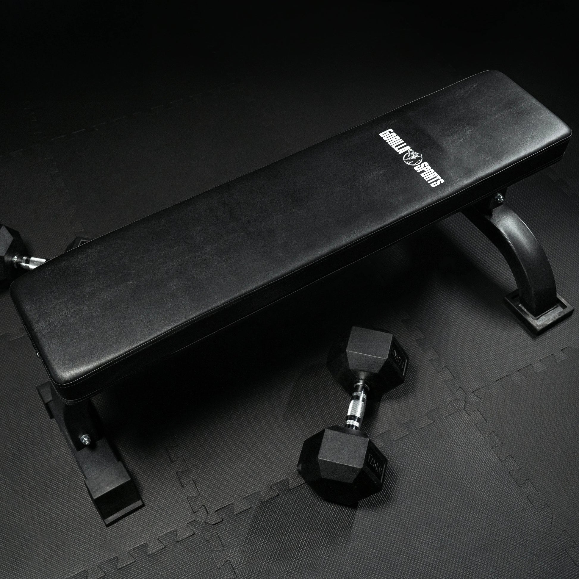 Flachbank Massiv Schwarz - Gorilla Sports DE