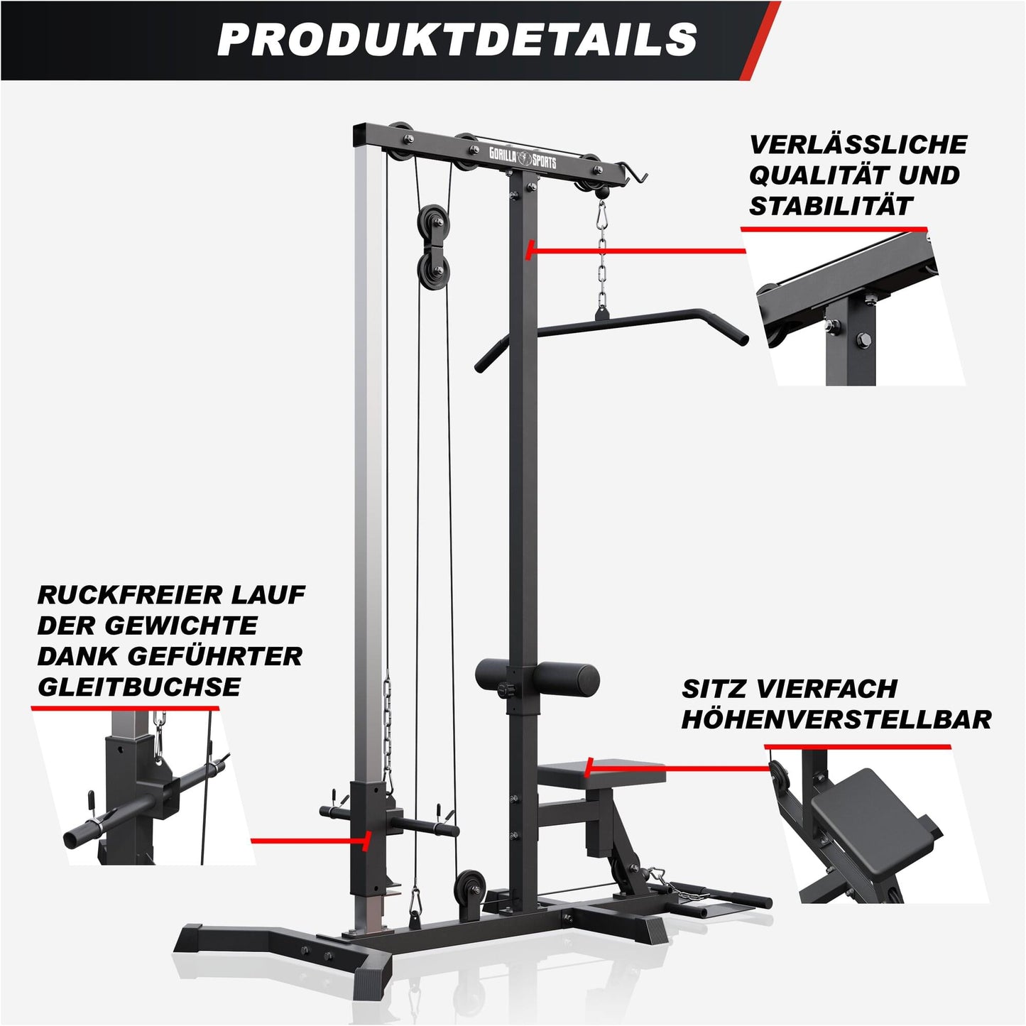 Latzugstation in Weiß/Schwarz