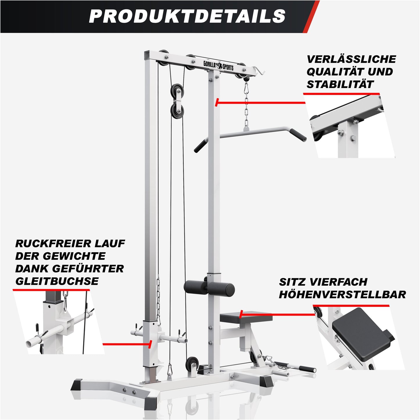 Latzugstation in Weiß/Schwarz