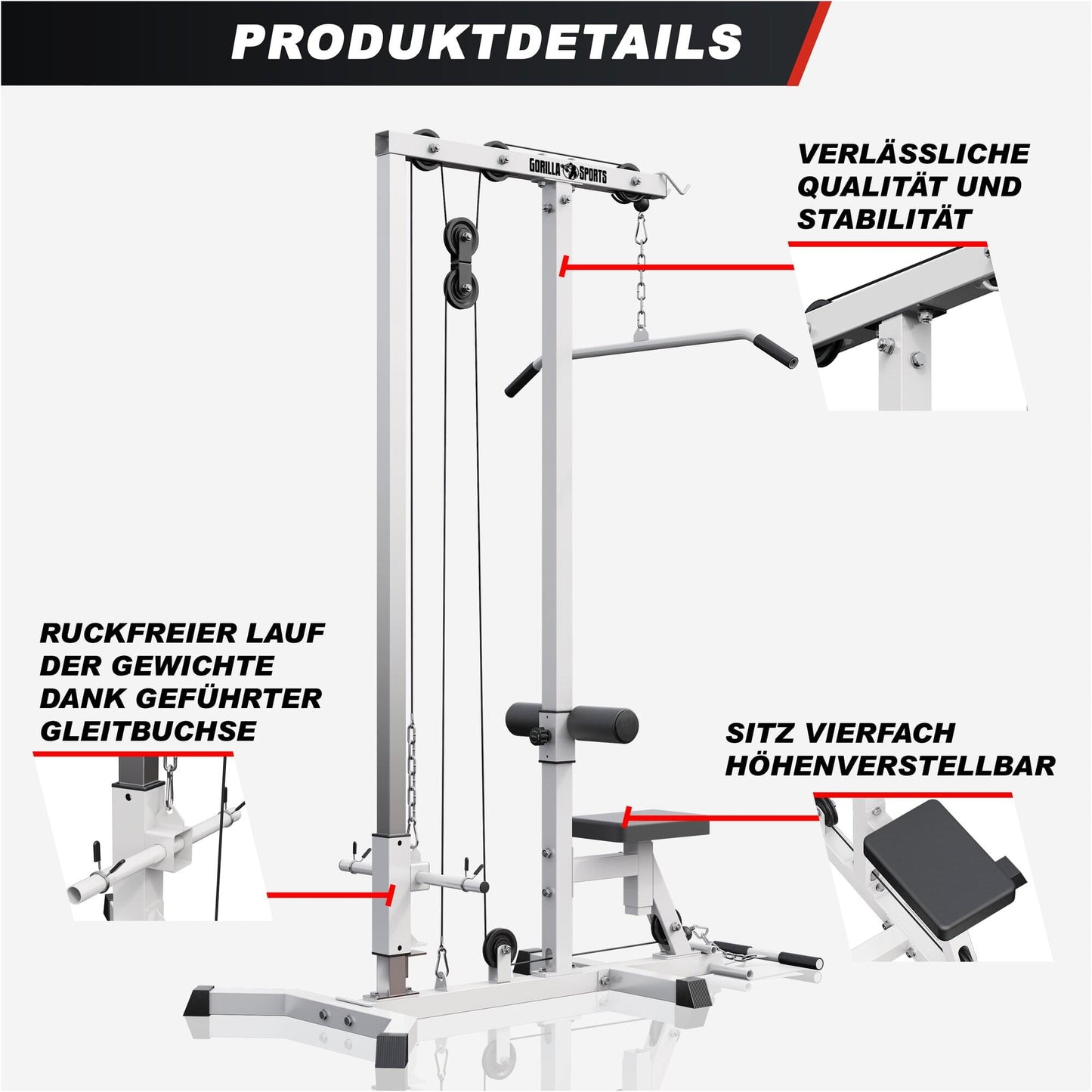 Latzugstation in Weiß/Schwarz