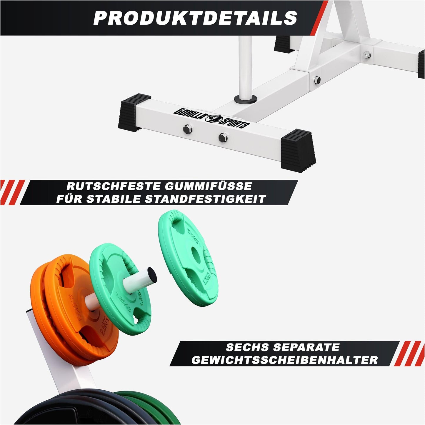 Scheibenständer Hantelbaum mit 4 Stangen 30/31 mm Schwarz/Weiß