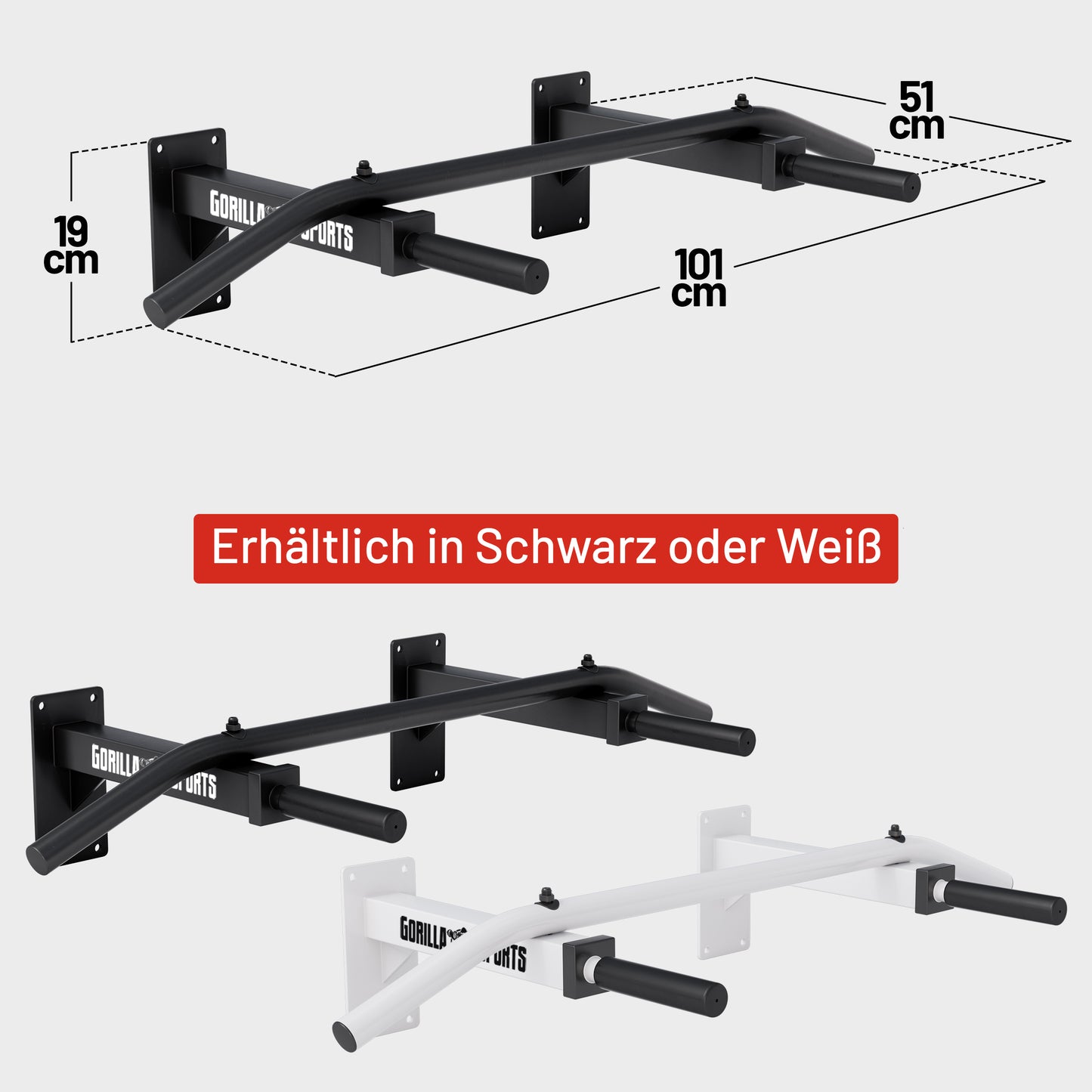 Klimmzugstange Wandbefestigung in Schwarz und Weiß