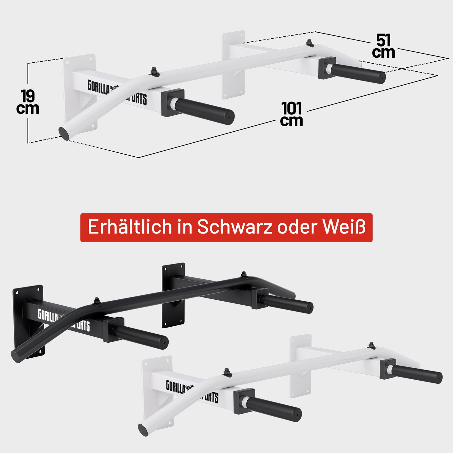 Klimmzugstange Wandbefestigung in Schwarz und Weiß