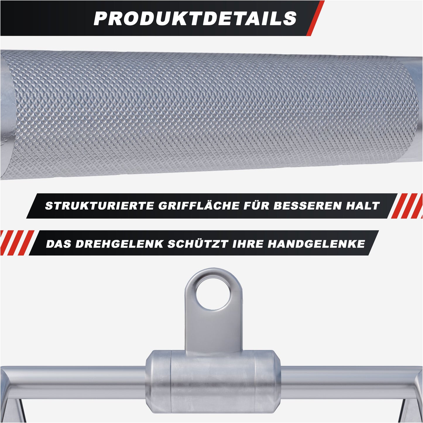 Parallel Griff/Rudergriff inkl. Gelenk aus Chrom