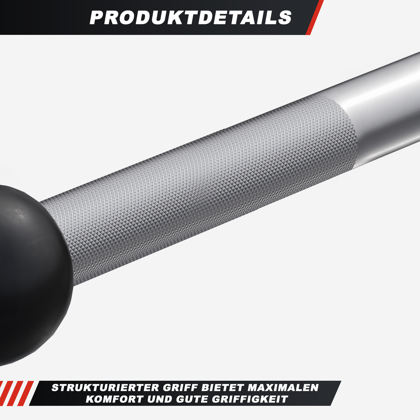 Trizeps-/Bizeps Stange aus Chrom mit Gummi-Ballen - Gorilla Sports DE