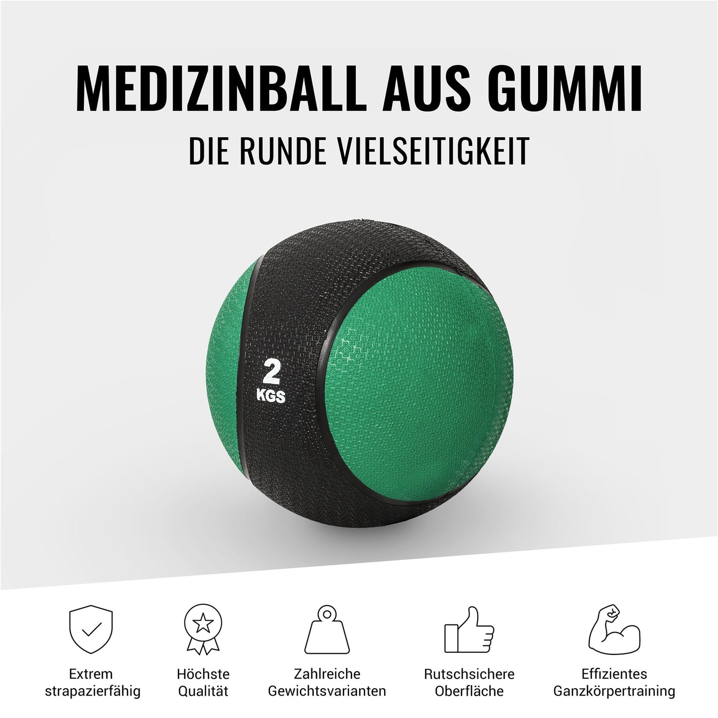 Medizinball aus Gummi 1 - 10 kg