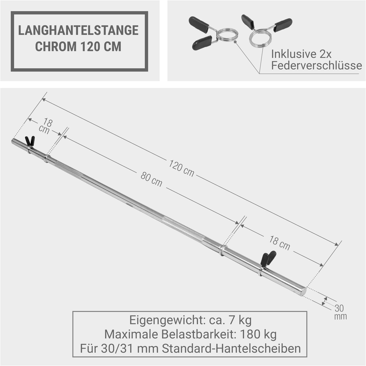 Langhantelstange Chrom 120 cm