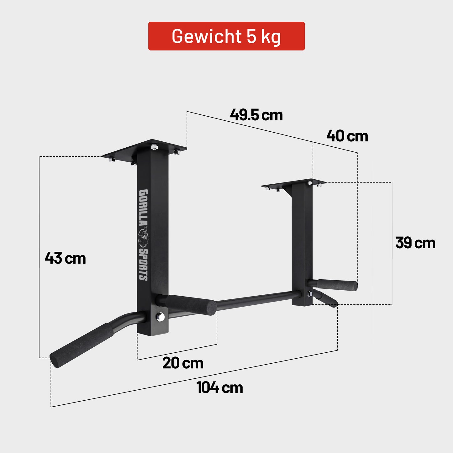 Klimmzugstange für die Decke in Schwarz und Weiß