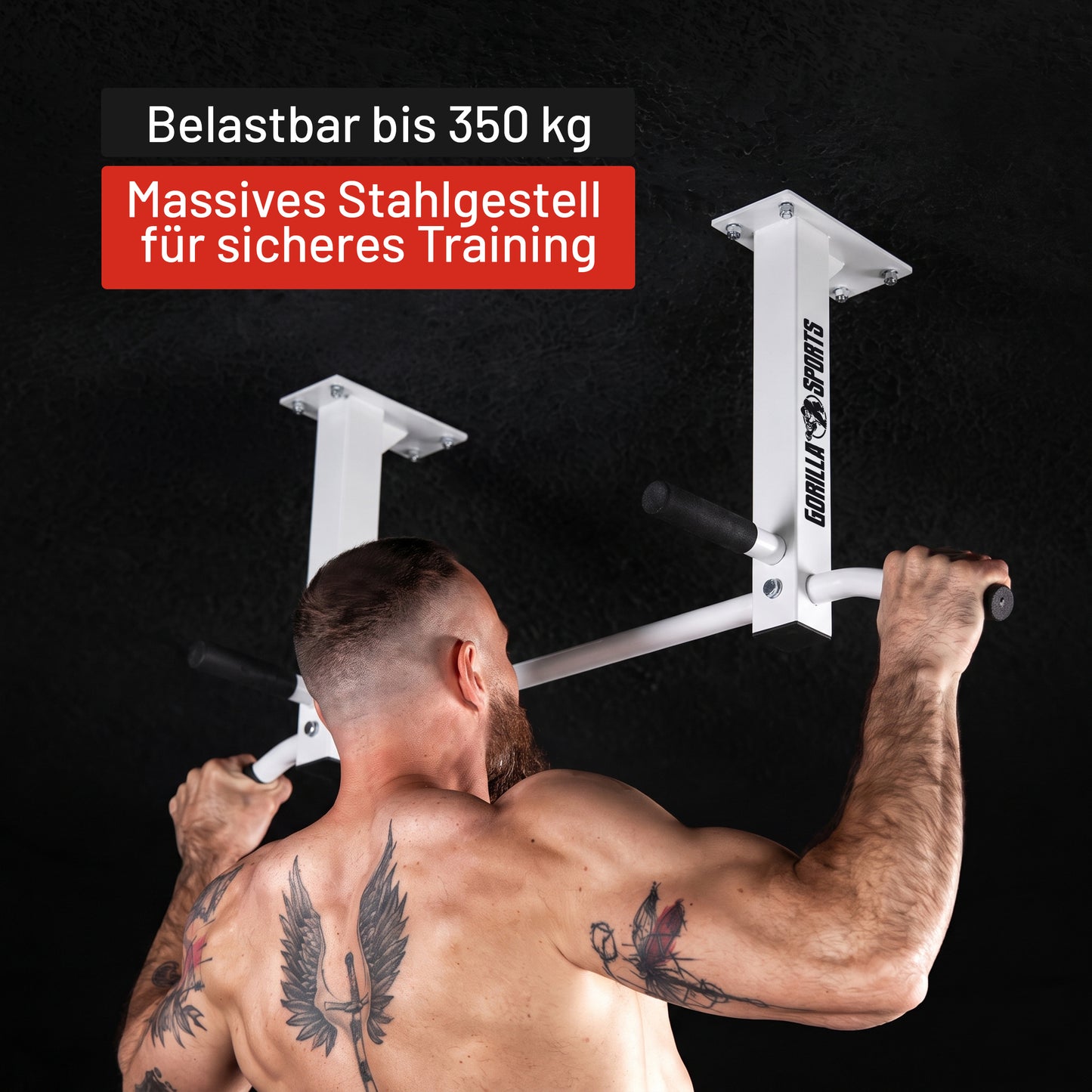 Klimmzugstange für die Decke in Schwarz und Weiß