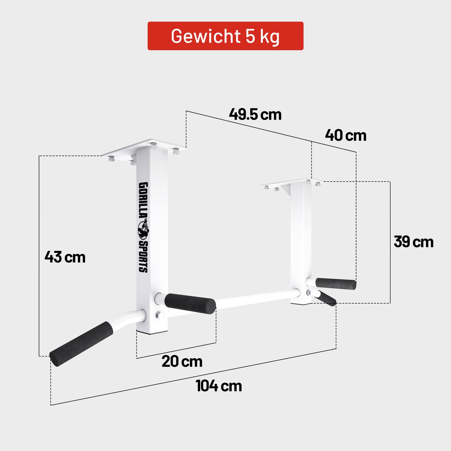 Klimmzugstange für die Decke in Schwarz und Weiß