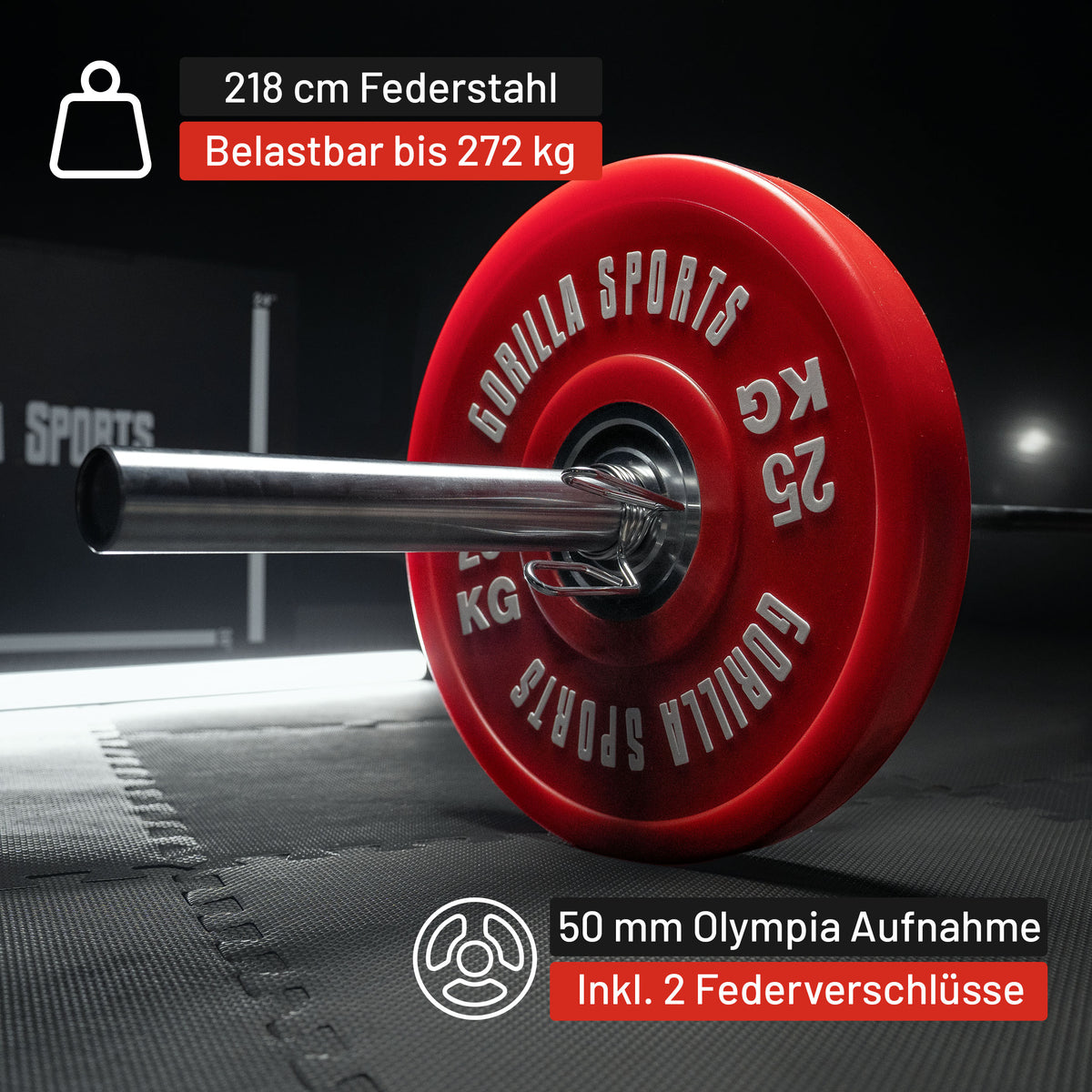Langhantel Olympia 218 cm mit Verschlüssen