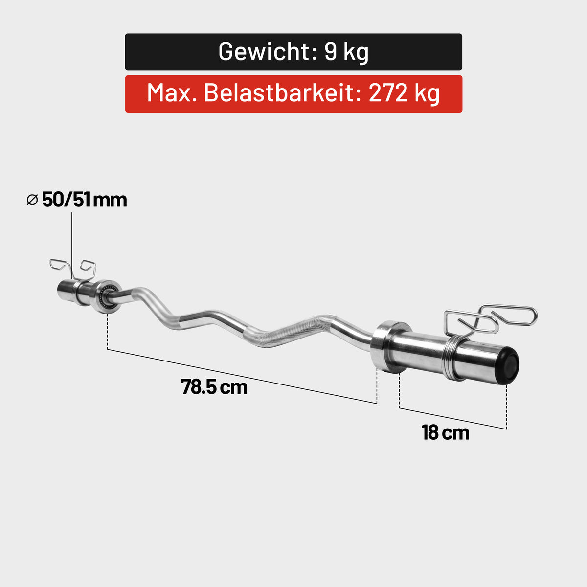SZ-Hantelstange Olympia 120 cm mit Verschlüssen