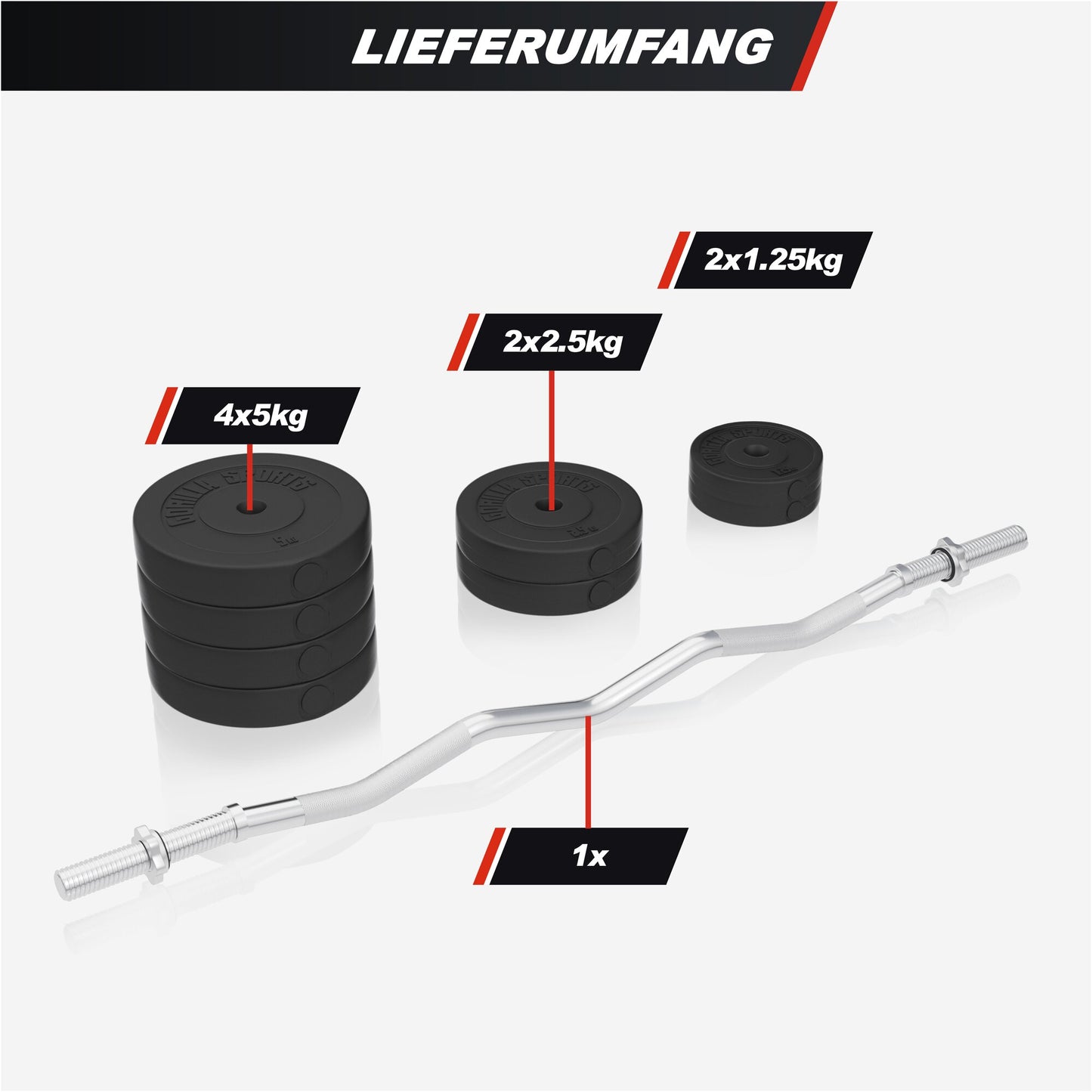 Squat Rack Hantelständer Set inkl, Curlset Kunststoff 35 kg