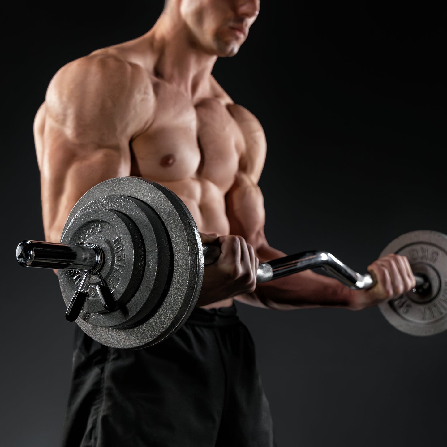 Langhantel Set Gusseisen 108 kg mit Federverschlüssen