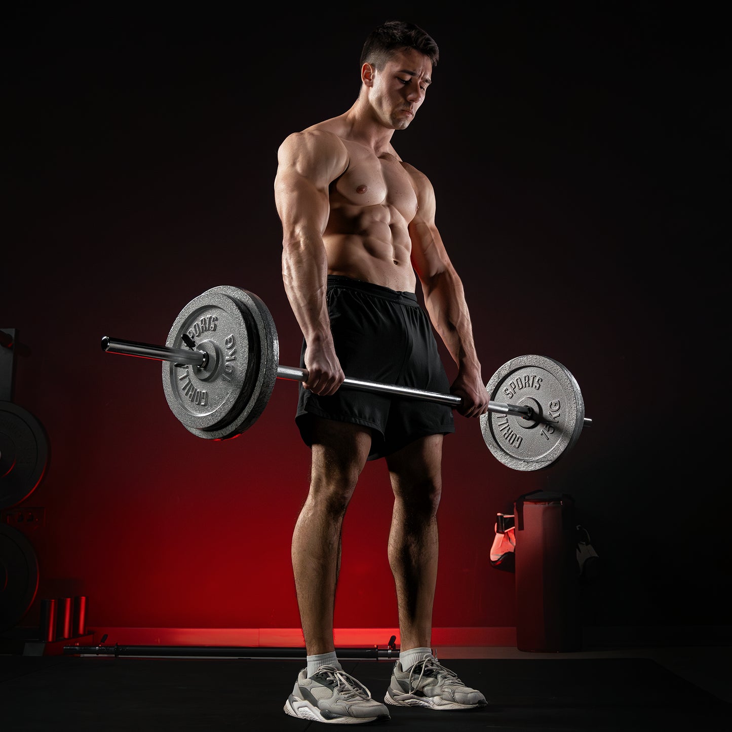 Langhantel Set Gusseisen 108 kg mit Federverschlüssen