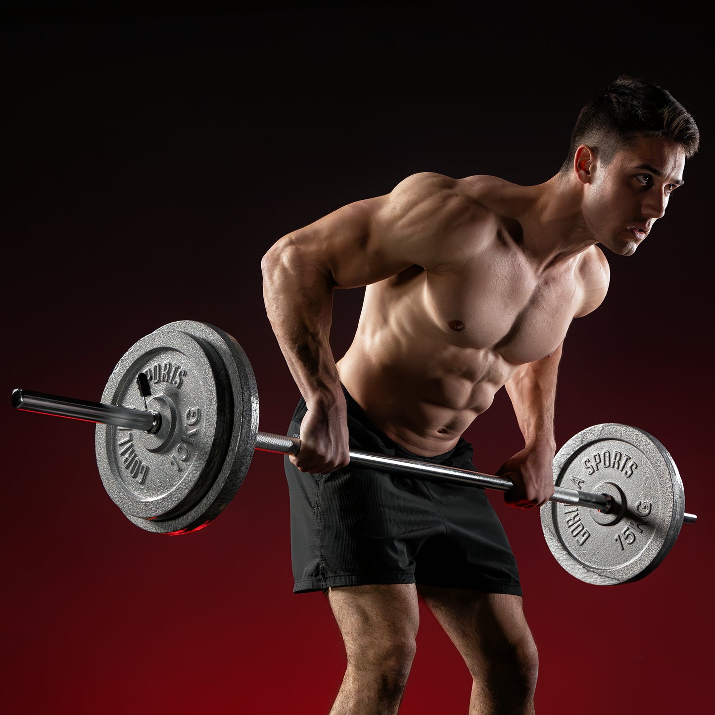 Langhantel Set Gusseisen 108 kg mit Federverschlüssen