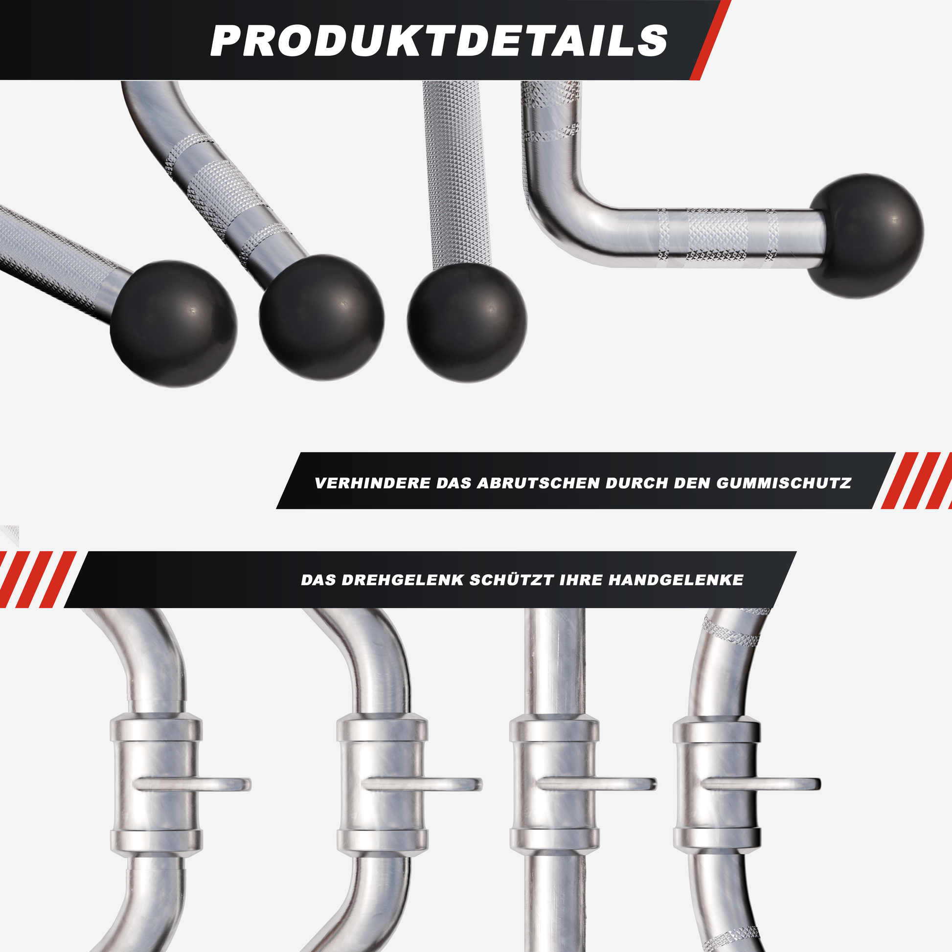 Hantelgriffset mit Trizeps-, SZ-Curl- und Rudergriff - Gorilla Sports DE