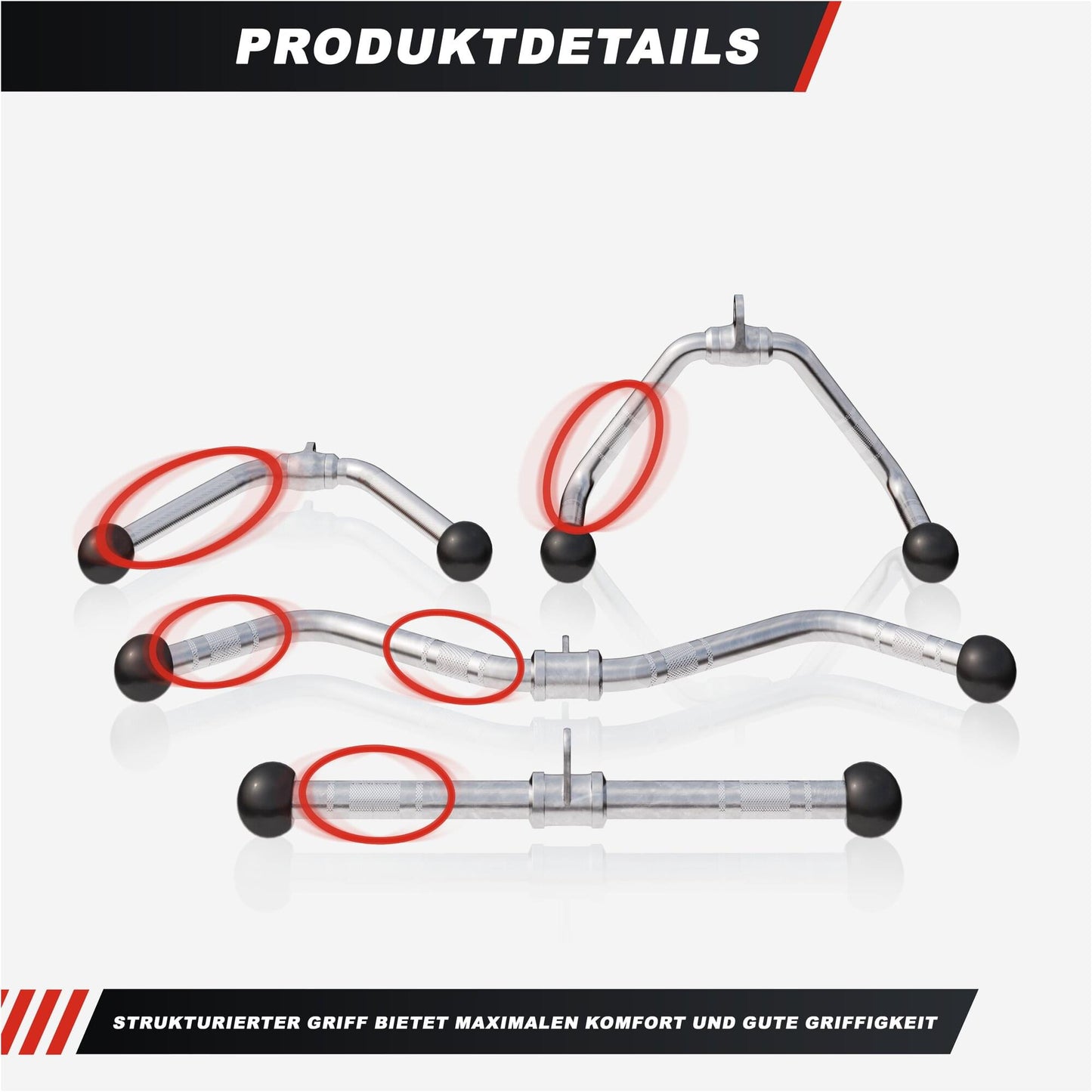 Hantelgriffset mit Trizeps-, SZ-Curl- und Rudergriff