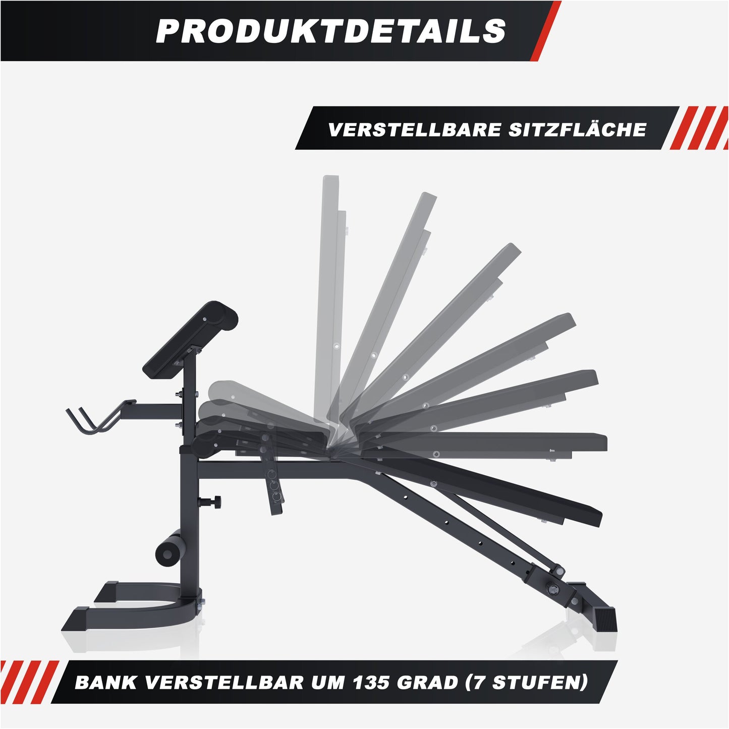 Verstellbare Schrägbank mit Curlpult Weiß/Schwarz