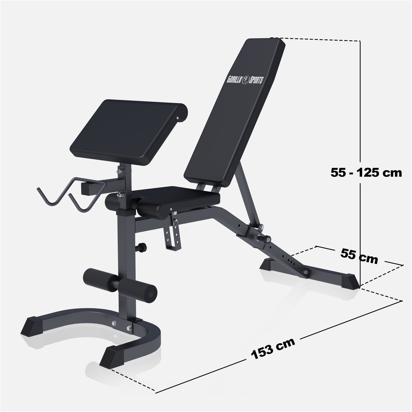 Verstellbare Schrägbank mit Curlpult Weiß/Schwarz