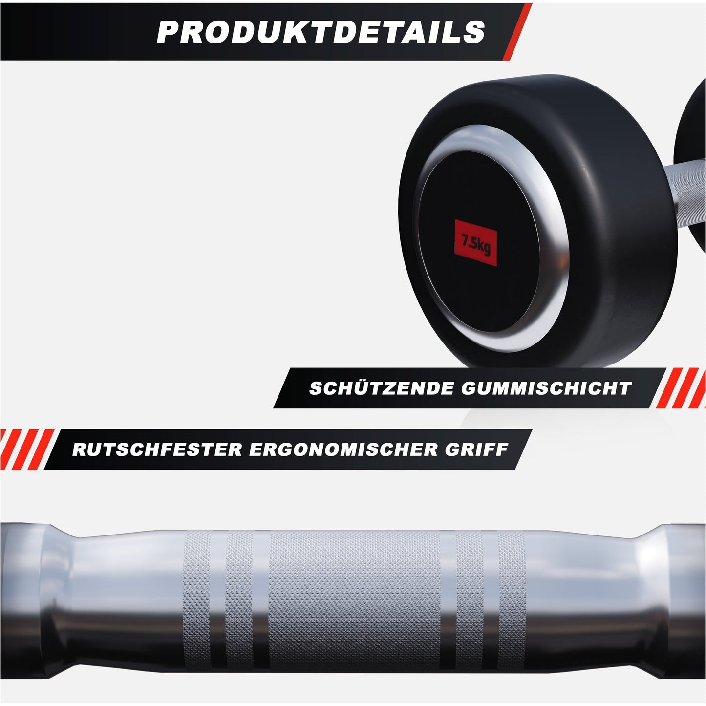 Kurzhantel Profi Gummi 2,5-50 KG