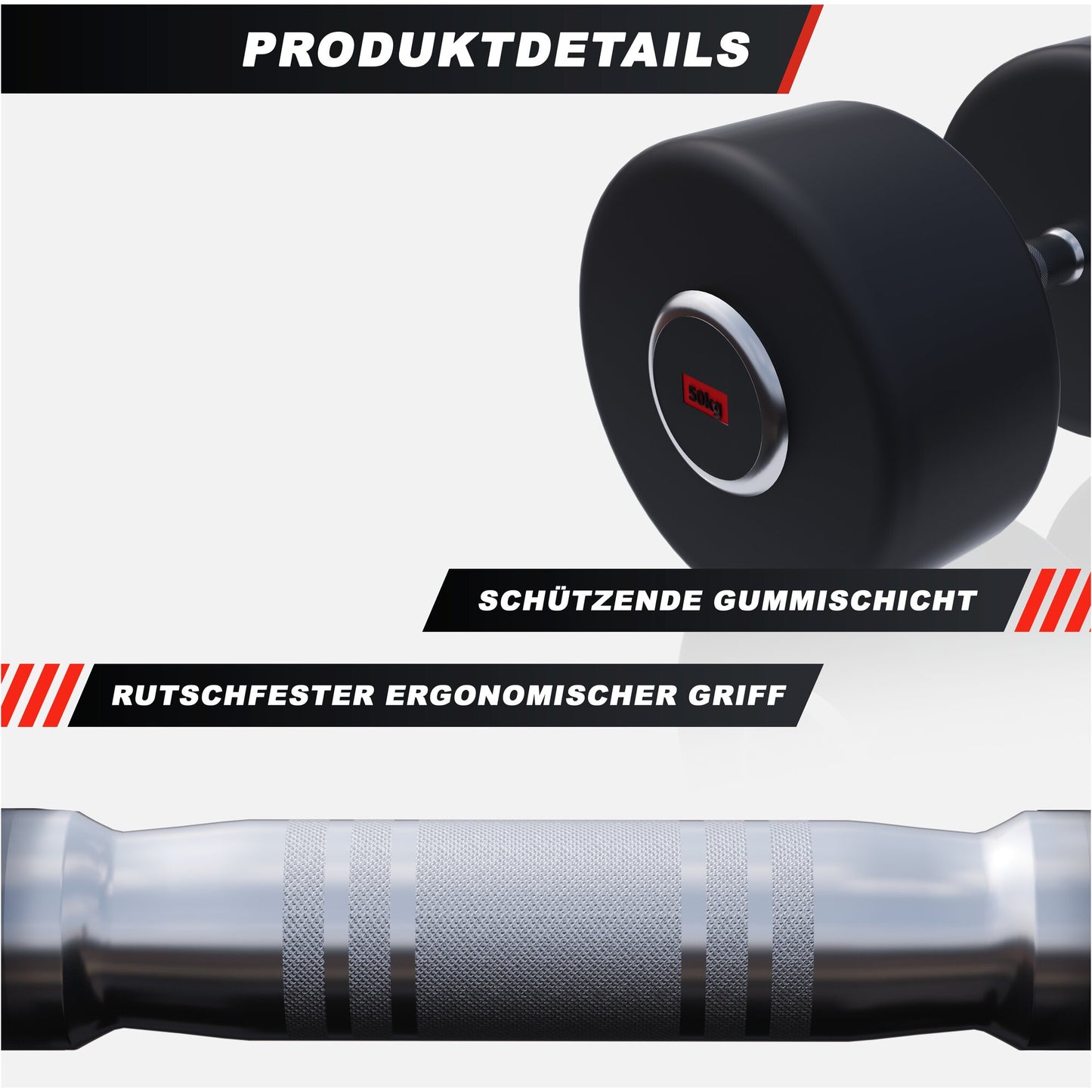 Kurzhantel Profi Gummi 2,5-50 KG