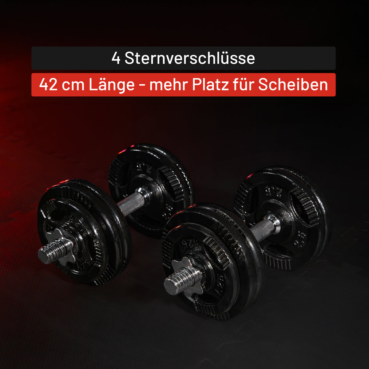 Kurzhantel 2er Set 42 cm mit Sternverschlüssen