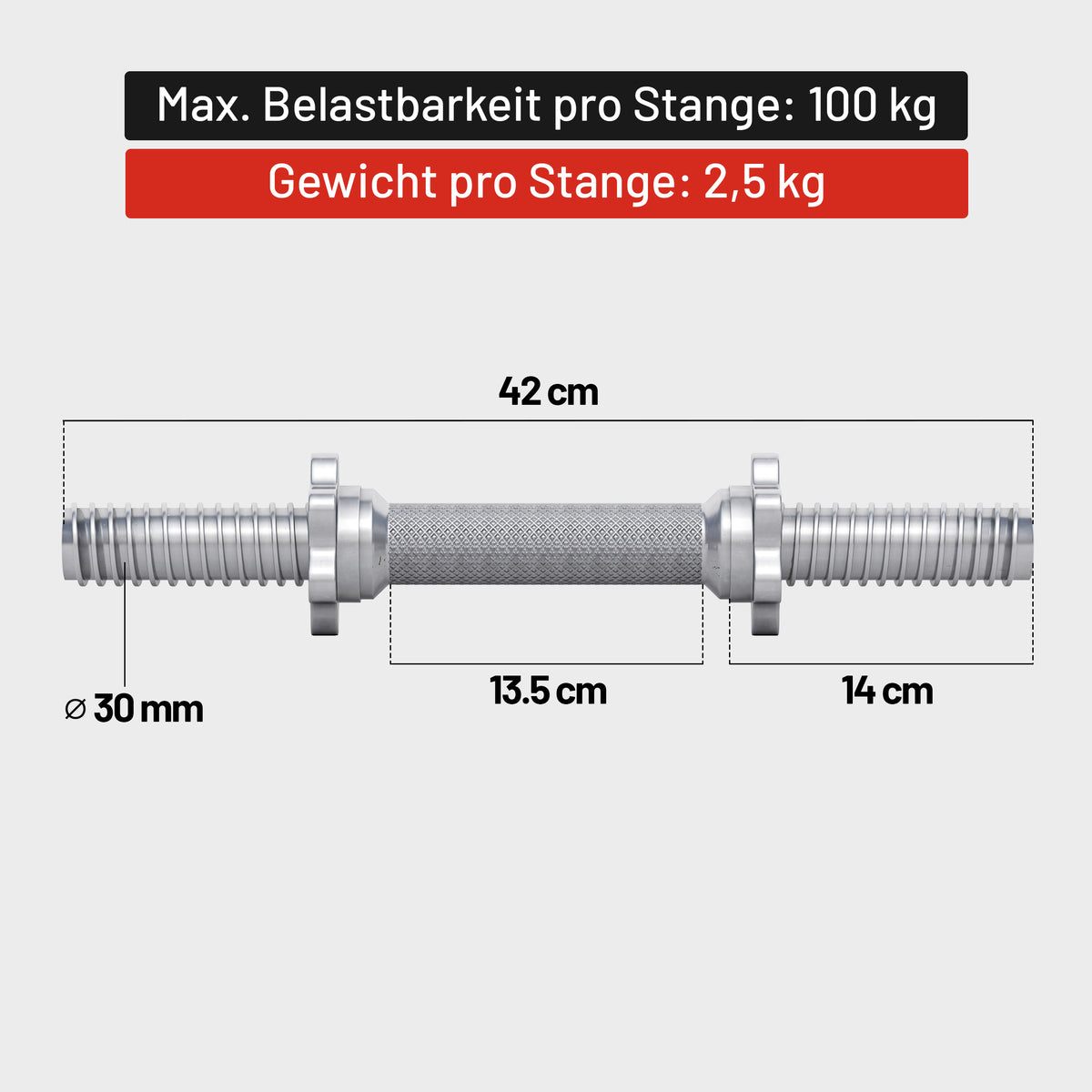 Kurzhantel 2er Set 42 cm mit Sternverschlüssen