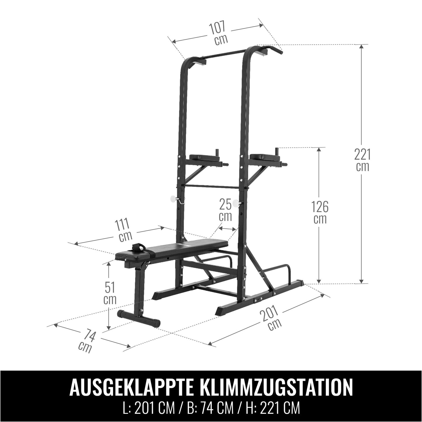 Dip Station inkl, Klimmzugstange und Hantelbank