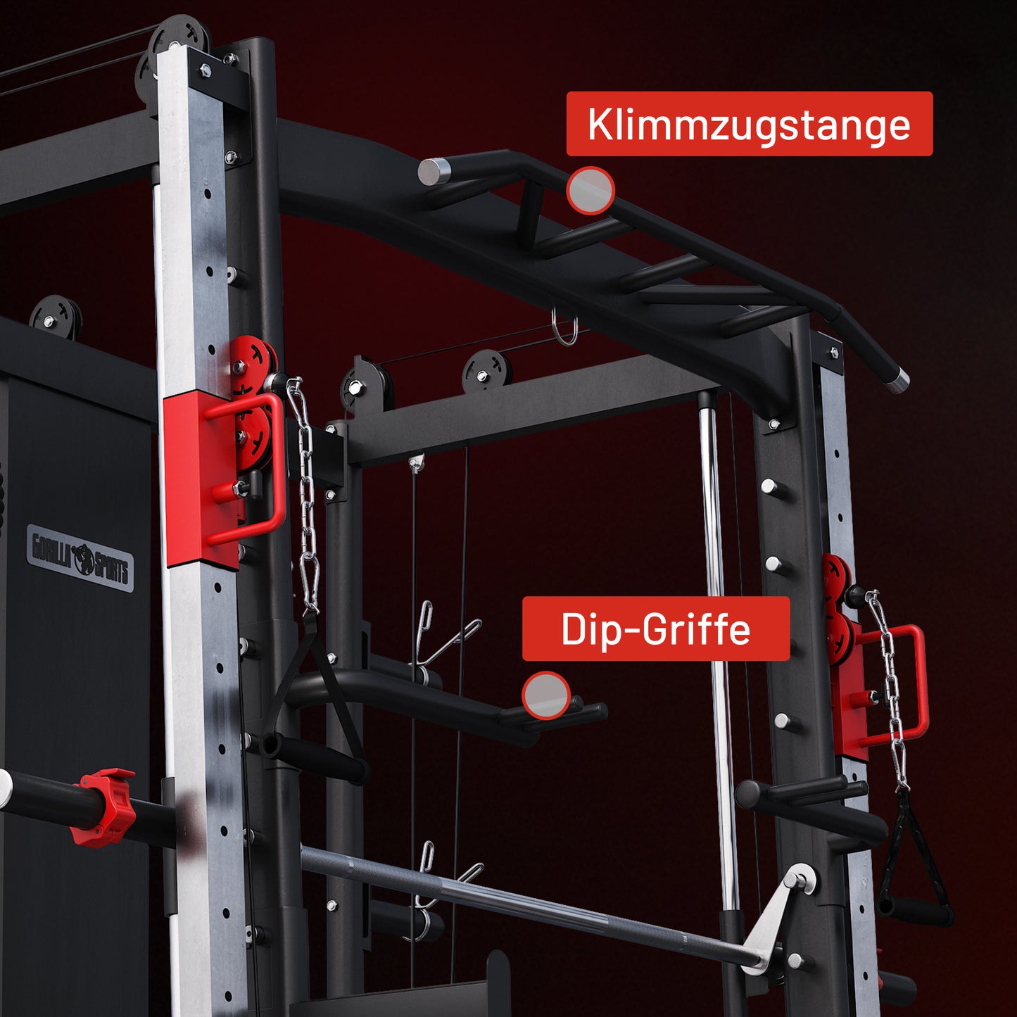 Smith Machine inkl, Klimmzugstange, Dipgriffen und Kabelzug