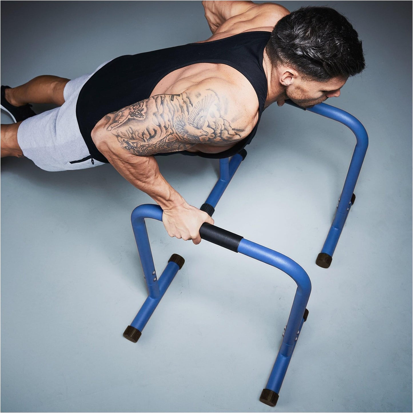 Push-up Stand Bar Parallettes Schwarz/Rot/Blau