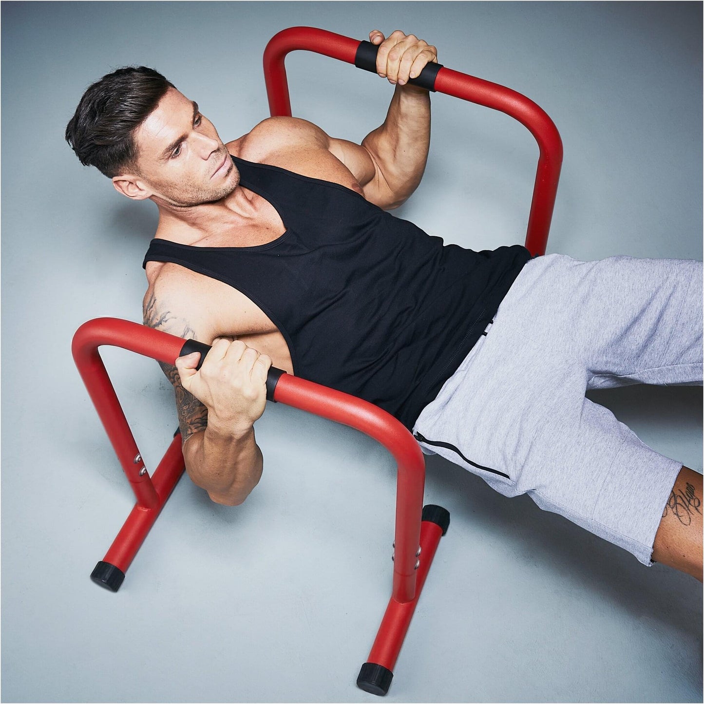 Push-up Stand Bar Parallettes Schwarz/Rot/Blau