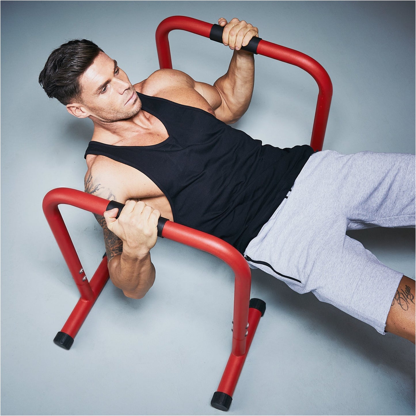 Push-up Stand Bar Parallettes Schwarz/Rot/Blau