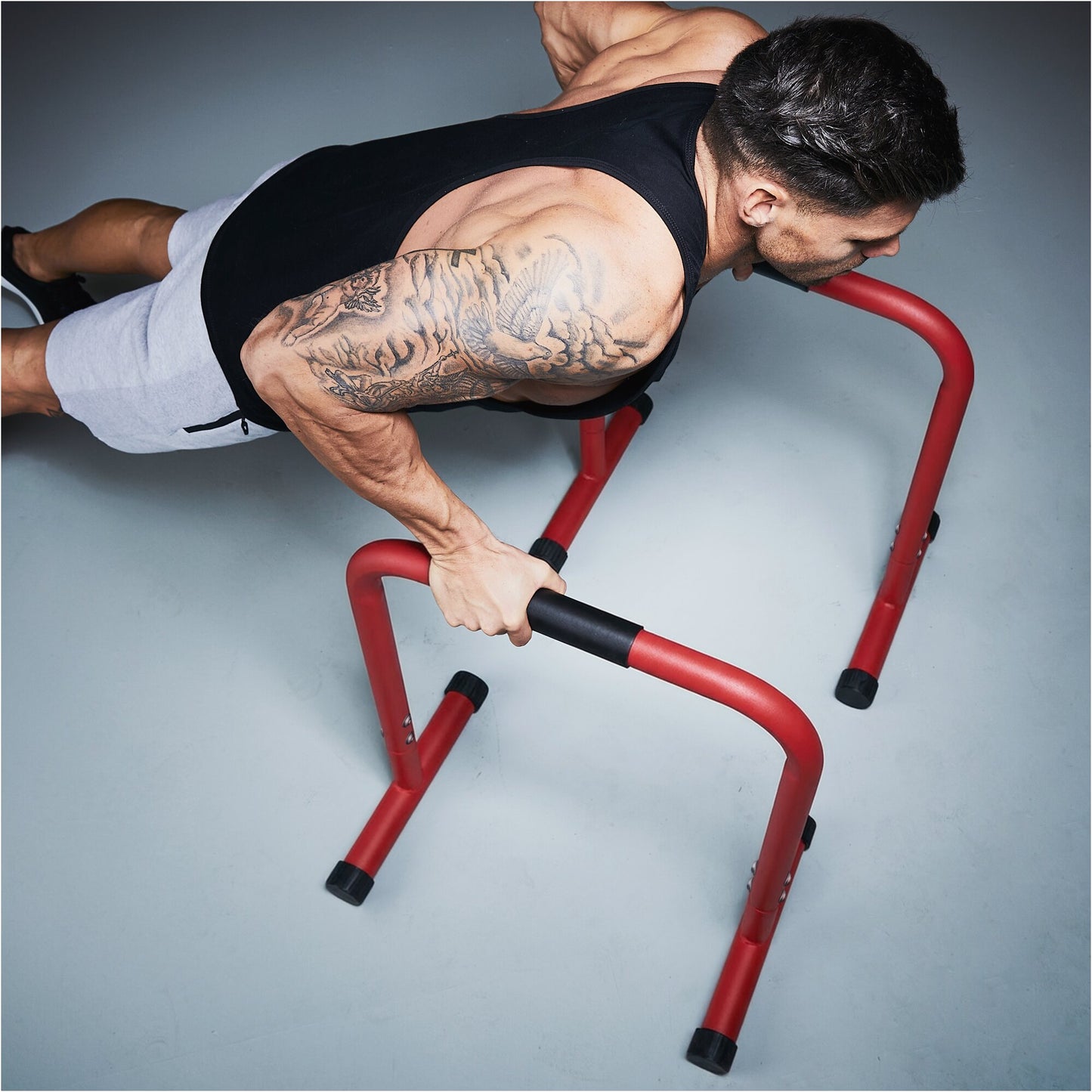 Push-up Stand Bar Parallettes Schwarz/Rot/Blau