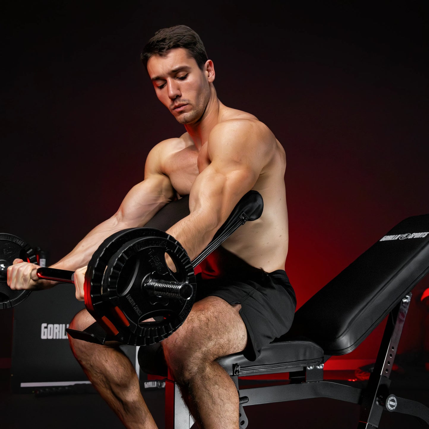 Verstellbare Schrägbank inkl. Beinstrecker und Curlpult - Gorilla Sports DE